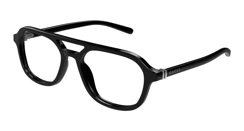 Gucci Uomo GG1673O 001 Montature da vista Acetato Nero Trasparente Pilot