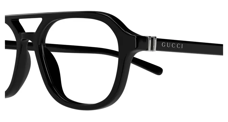 Gucci Uomo GG1673O 001 Montature da vista Acetato Nero Trasparente Pilot miniatura 2