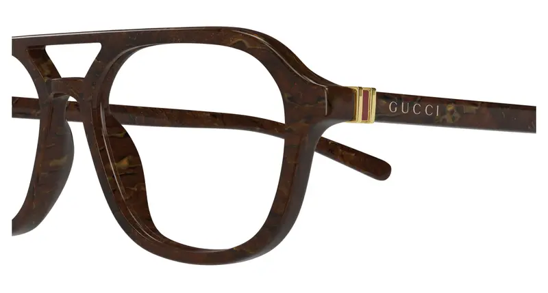 Gucci Uomo GG1673O 003 Montature da vista Acetato Marrone Trasparente Pilot miniatura 2