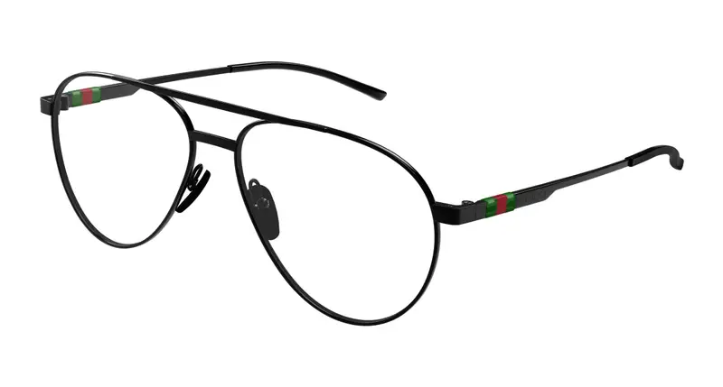 Gucci Uomo GG1679O 003 Montature da vista Metallo Nero Trasparente Pilot