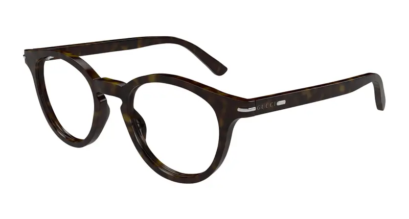 Gucci Uomo GG1727O 002 Montature da vista Acetato Havana Trasparente Rotonda