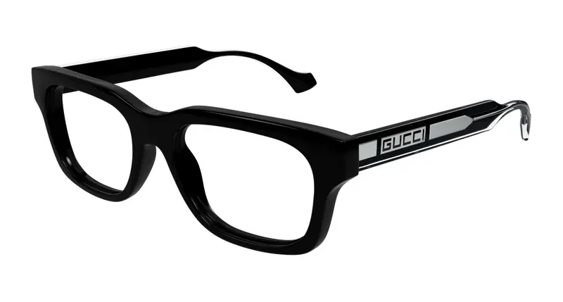 Gucci Uomo GG1731O 001 Montature da vista Acetato Nero Trasparente Squadrata