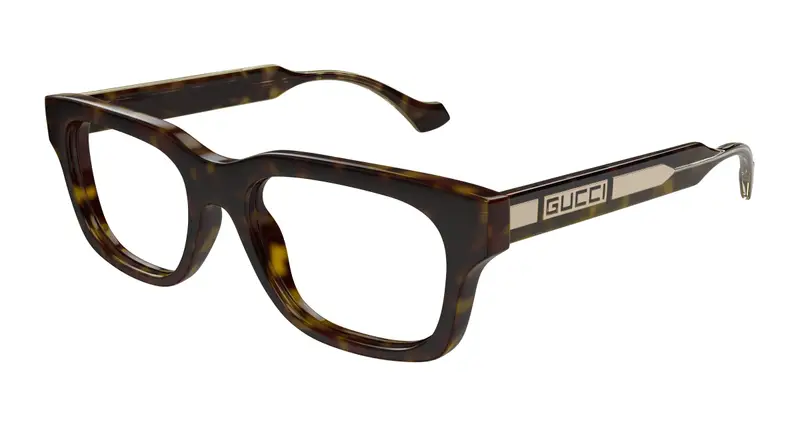Gucci Uomo GG1731O 002 Montature da vista Acetato Havana Trasparente Squadrata