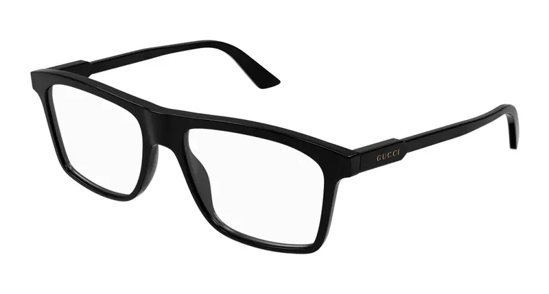 Gucci Uomo GG1820O 004 Montature da vista Acetato Nero Trasparente Squadrata