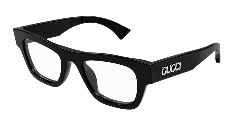 Gucci Uomo GG1840O 005 Montature da vista Acetato Nero Trasparente Squadrata