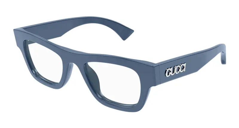 Gucci Uomo GG1840O 007 Montature da vista Acetato Blu Trasparente Squadrata