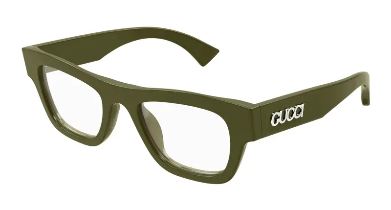 Gucci Uomo GG1840O 008 Montature da vista Acetato Verde Trasparente Squadrata
