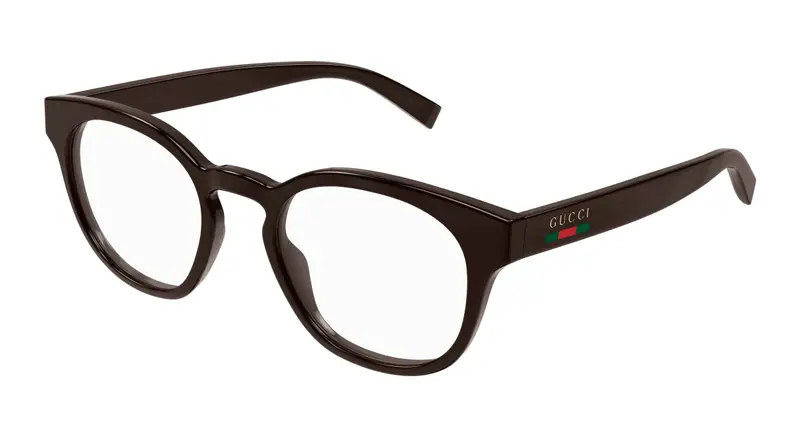 Gucci Uomo GG1859O 003 Montature da vista Iniettato Marrone Trasparente Rotonda