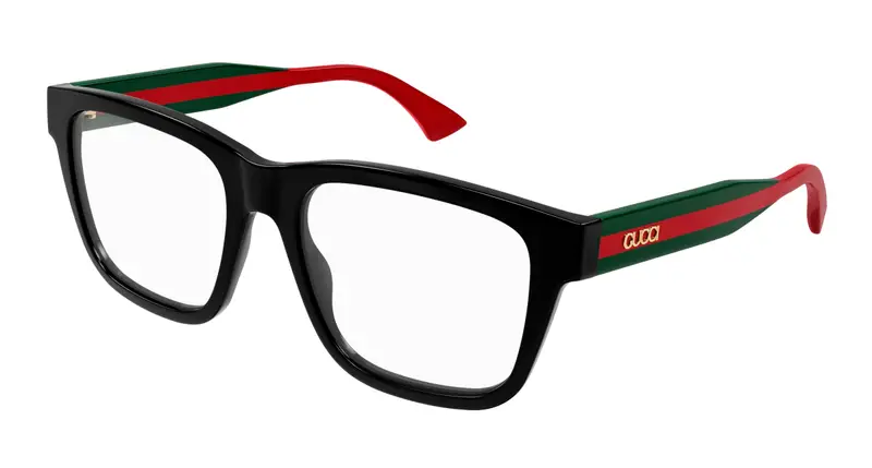 Gucci Uomo GG1870O 001 Montature da vista Acetato Nero Trasparente Squadrata