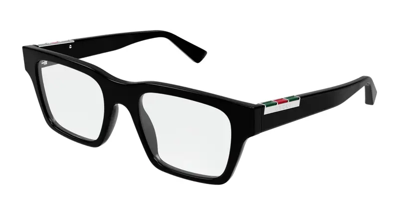 Gucci Uomo GG1889O 001 Montature da vista Acetato Nero Trasparente Squadrata