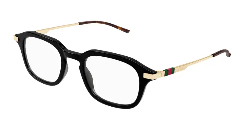 Gucci Uomo GG1891O 001 Montature da vista Acetato Nero Trasparente Squadrata