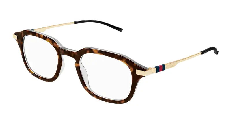 Gucci Uomo GG1891O 002 Montature da vista Acetato Havana Trasparente Squadrata