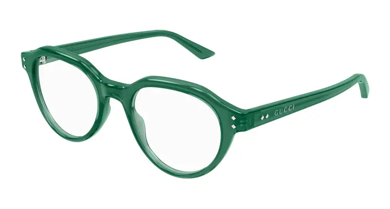 Gucci Uomo GG1894O 004 Montature da vista Acetato Verde Trasparente Rotonda