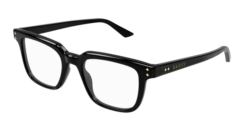 Gucci Uomo GG1895O 001 Montature da vista Acetato Nero Trasparente Squadrata