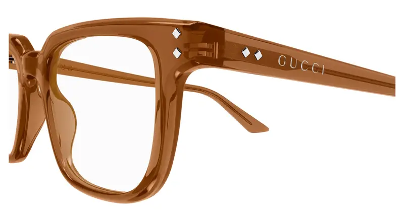 Gucci Uomo GG1895O 004 Montature da vista Acetato Marrone Trasparente Squadrata miniatura 2