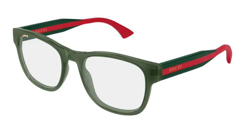Uomo Gucci GG0004ONN 004 Montature da vista Acetato Verde Trasparente Squadrata