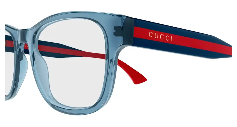 Uomo Gucci GG0004ONN 005 Montature da vista Acetato Blu Trasparente Squadrata miniatura 3