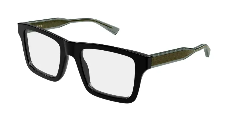 Uomo Gucci GG2070O 001 Montature da vista Acetato Nero Trasparente Squadrata
