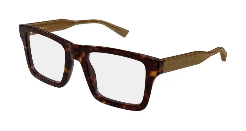 Uomo Gucci GG2070O 002 Montature da vista Acetato Havana Trasparente Squadrata