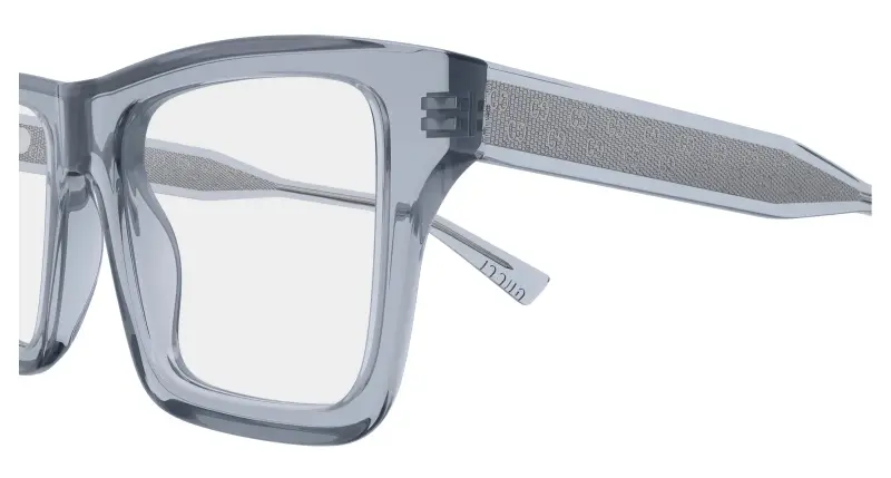 Uomo Gucci GG2070O 004 Montature da vista Acetato Grigio Trasparente Squadrata miniatura 3