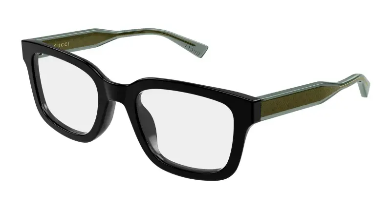 Uomo Gucci GG2071OL 001 Montature da vista Acetato Nero Trasparente Squadrata