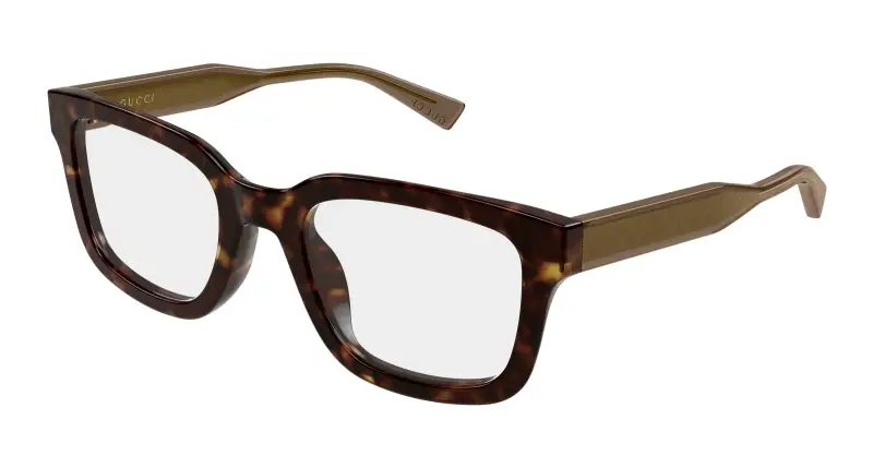 Uomo Gucci GG2071OL 002 Montature da vista Acetato Havana Trasparente Squadrata