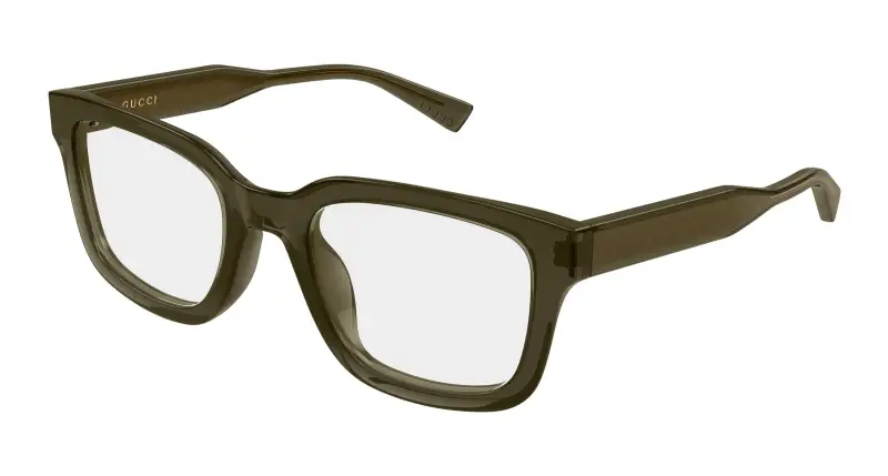 Uomo Gucci GG2071OL 003 Montature da vista Acetato Verde Trasparente Squadrata