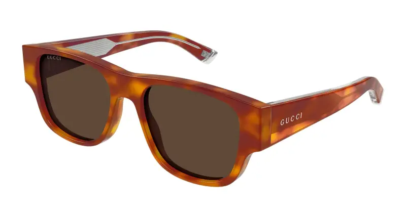 Uomo Gucci GG2075S 002 Occhiali da sole Acetato Havana Marrone Squadrata