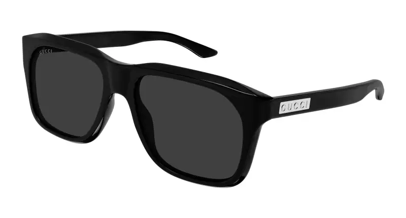 Uomo Gucci GG2077S 001 Occhiali da sole Acetato Nero Grigio Squadrata