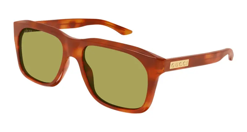 Uomo Gucci GG2077S 005 Occhiali da sole Acetato Havana Verde Squadrata