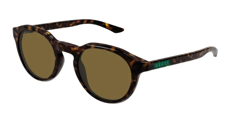 Uomo Gucci GG2079S 002 Occhiali da sole Acetato Havana Marrone Rotonda