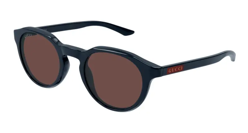Uomo Gucci GG2079S 004 Occhiali da sole Acetato Blu Marrone Rotonda