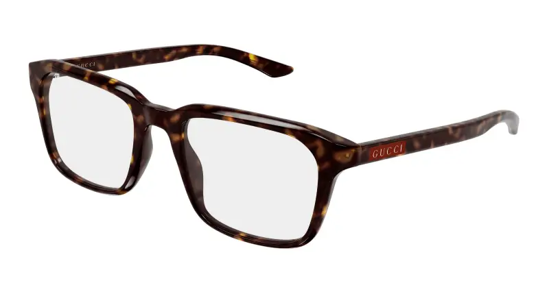 Uomo Gucci GG2081O 006 Montature da vista Acetato Havana Trasparente Squadrata