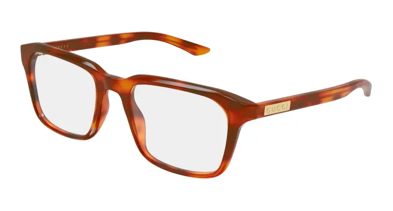 Uomo Gucci GG2081O 008 Montature da vista Acetato Havana Trasparente Squadrata