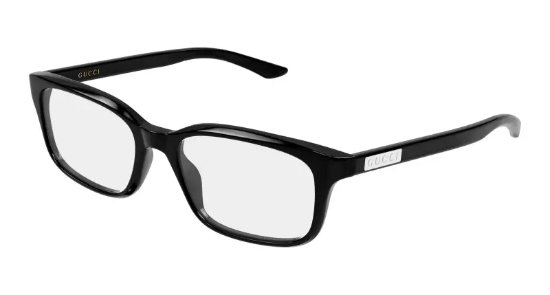 Uomo Gucci GG2082O 001 Montature da vista Acetato Nero Trasparente Squadrata
