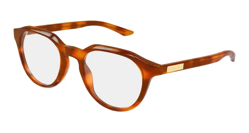 Uomo Gucci GG2083O 004 Montature da vista Acetato Havana Trasparente Rotonda