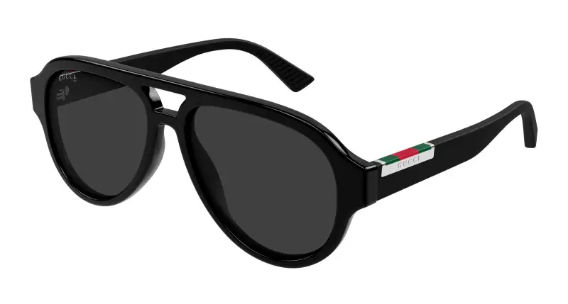 Uomo Gucci GG2088S 001 Occhiali da sole Acetato Nero Grigio Pilot