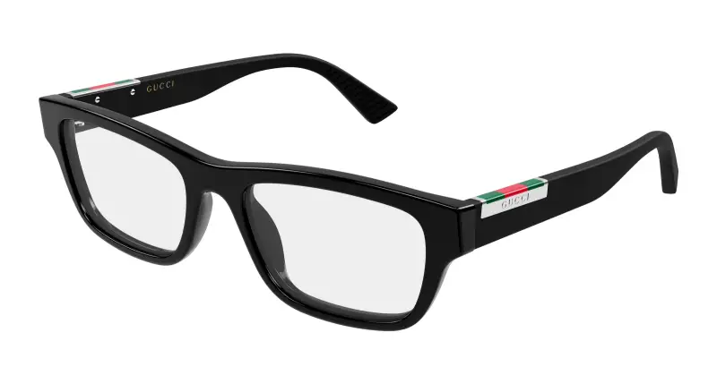 Uomo Gucci GG2091O 005 Montature da vista Acetato Nero Trasparente Squadrata