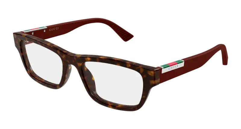 Uomo Gucci GG2091O 007 Montature da vista Acetato Havana Trasparente Squadrata