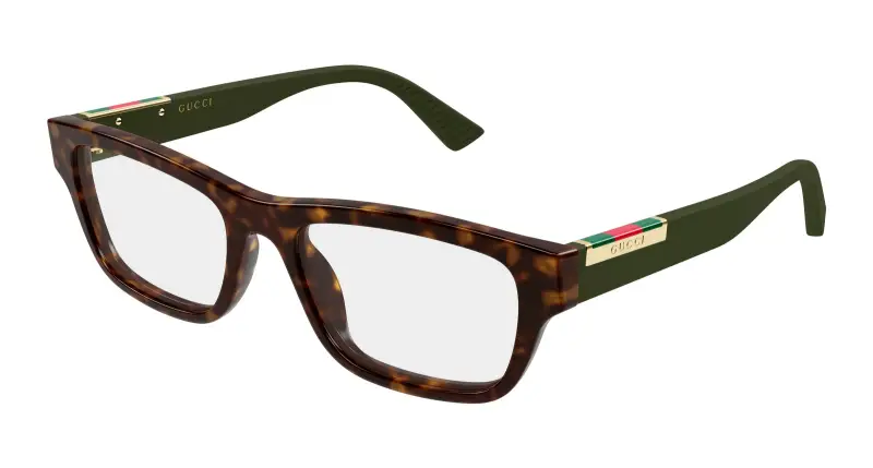 Uomo Gucci GG2091O 008 Montature da vista Acetato Havana Trasparente Squadrata
