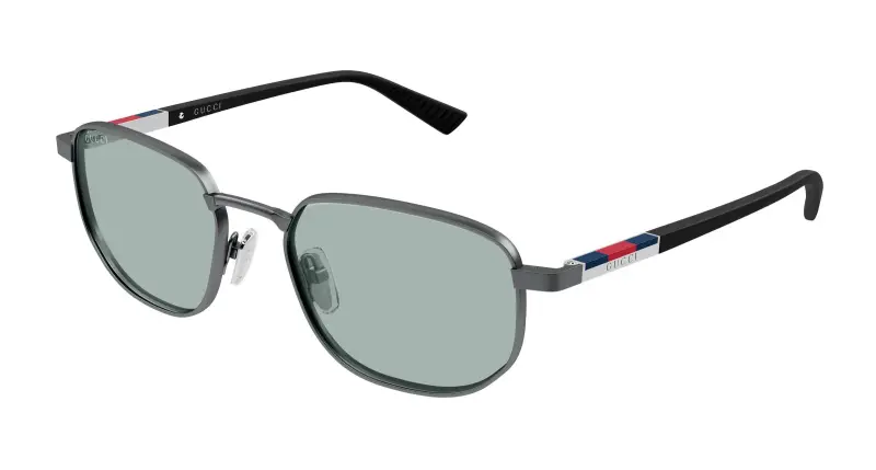 Uomo Gucci GG2093S 002 Occhiali da sole Metallo Rutenio Blu Squadrata