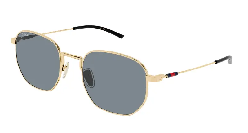 Uomo Gucci GG2095S 003 Occhiali da sole Metallo Oro Grigio Rotonda