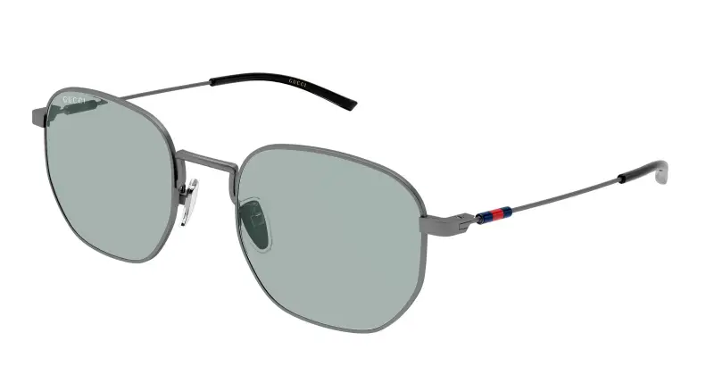 Uomo Gucci GG2095S 005 Occhiali da sole Metallo Rutenio Blu Rotonda