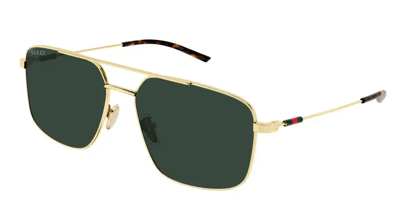 Uomo Gucci GG2096SA 002 Occhiali da sole Metallo Oro Verde Squadrata
