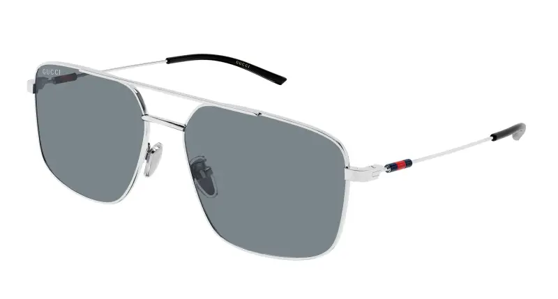 Uomo Gucci GG2096SA 003 Occhiali da sole Metallo Argento Grigio Squadrata