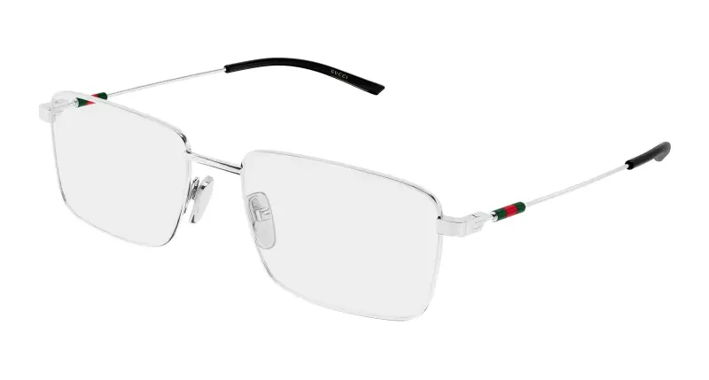 Uomo Gucci GG2098O 001 Montature da vista Metallo Argento Trasparente Squadrata