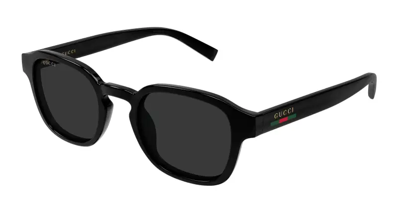 Uomo Gucci GG2106S 001 Occhiali da sole Iniettato Nero Grigio Rotonda