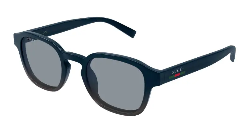 Uomo Gucci GG2106S 004 Occhiali da sole Iniettato Blu Grigio Rotonda