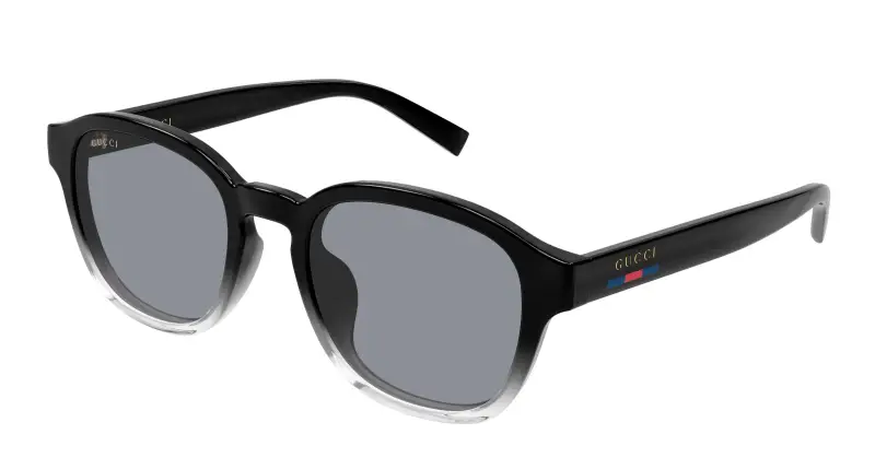 Uomo Gucci GG2109SK 003 Occhiali da sole Iniettato Nero Grigio Rotonda