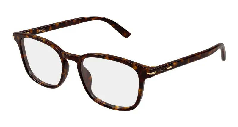 Uomo Gucci GG2129O 002 Montature da vista Acetato Havana Trasparente Squadrata